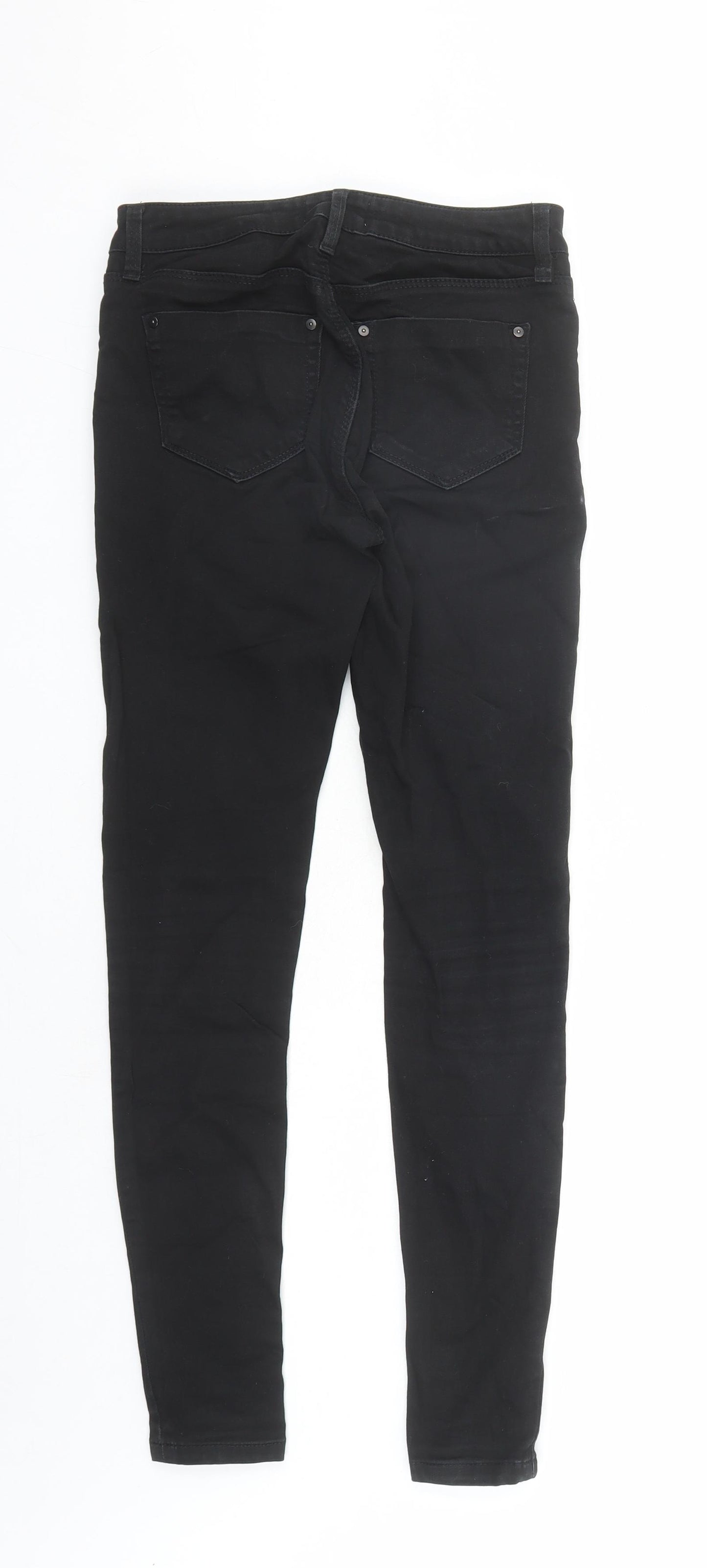 Warehouse Womens Black Cotton Skinny Jeans Size 6 L27 in Regular Zip