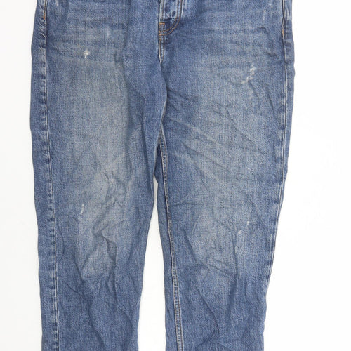 Topshop Womens Blue Cotton Straight Jeans Size 34 in L28 in Regular Button