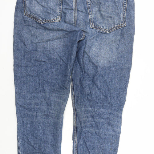 Topshop Womens Blue Cotton Straight Jeans Size 34 in L28 in Regular Button