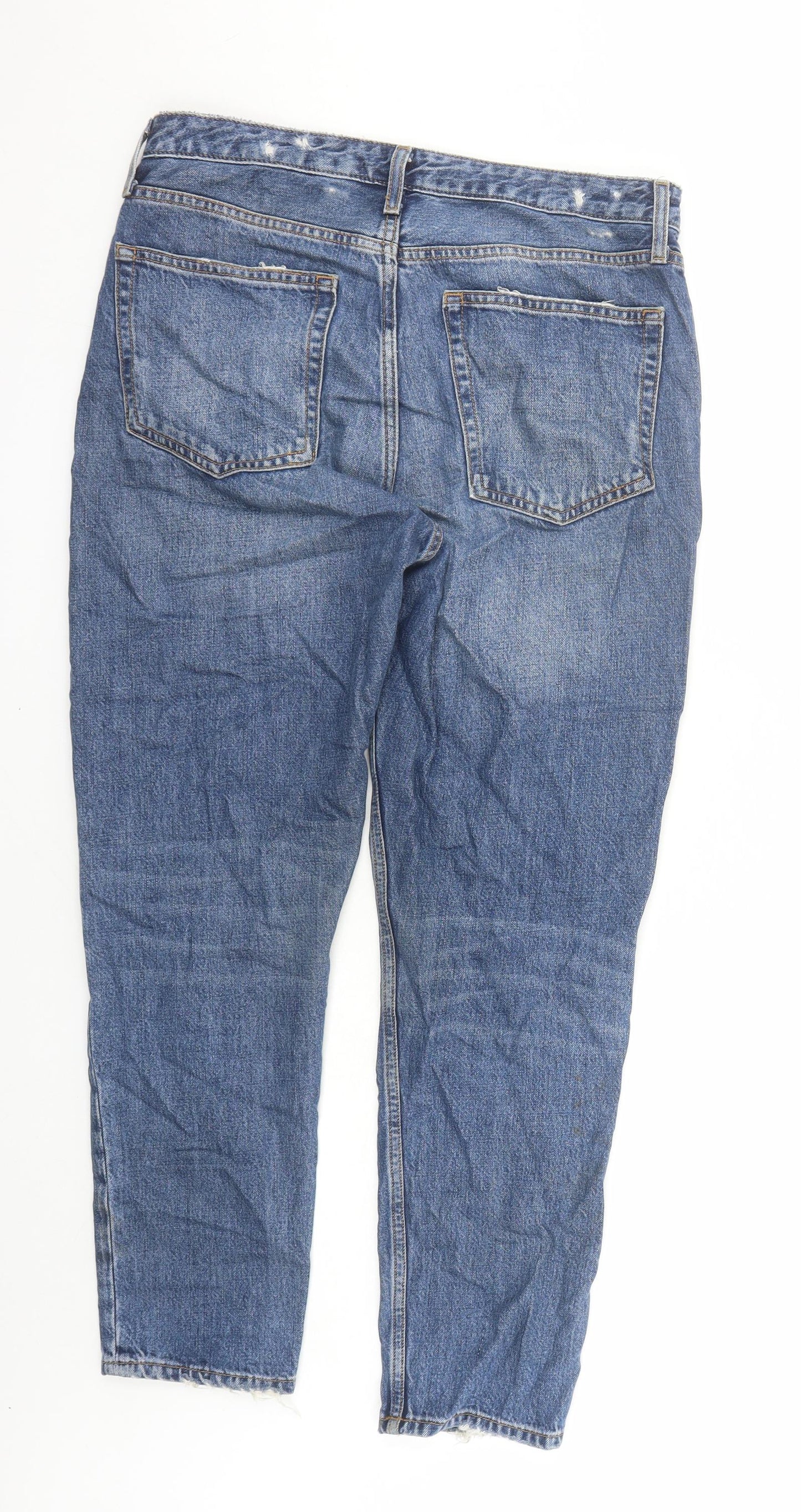 Topshop Womens Blue Cotton Straight Jeans Size 34 in L28 in Regular Button