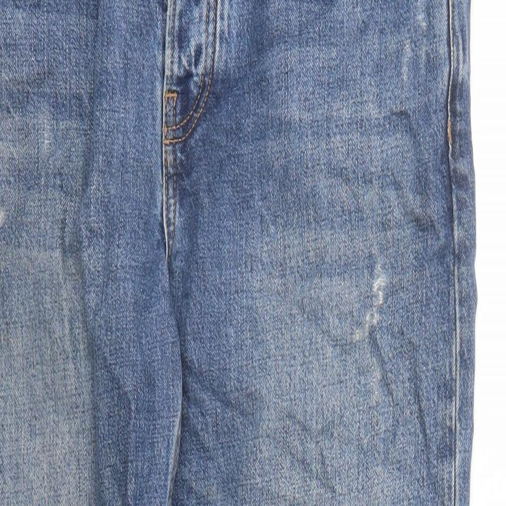 Topshop Womens Blue Cotton Straight Jeans Size 34 in L28 in Regular Button