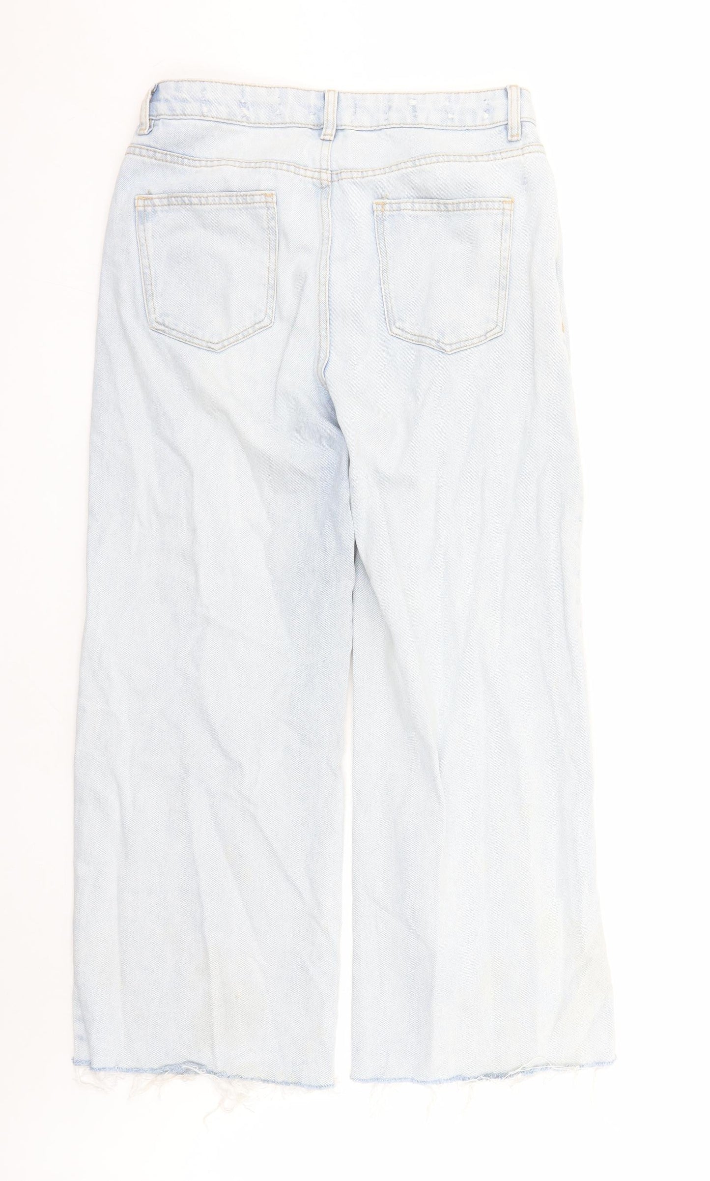 TU Womens Blue Cotton Wide-Leg Jeans Size 10 L29 in Regular Zip