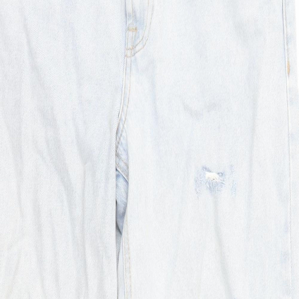 TU Womens Blue Cotton Wide-Leg Jeans Size 10 L29 in Regular Zip