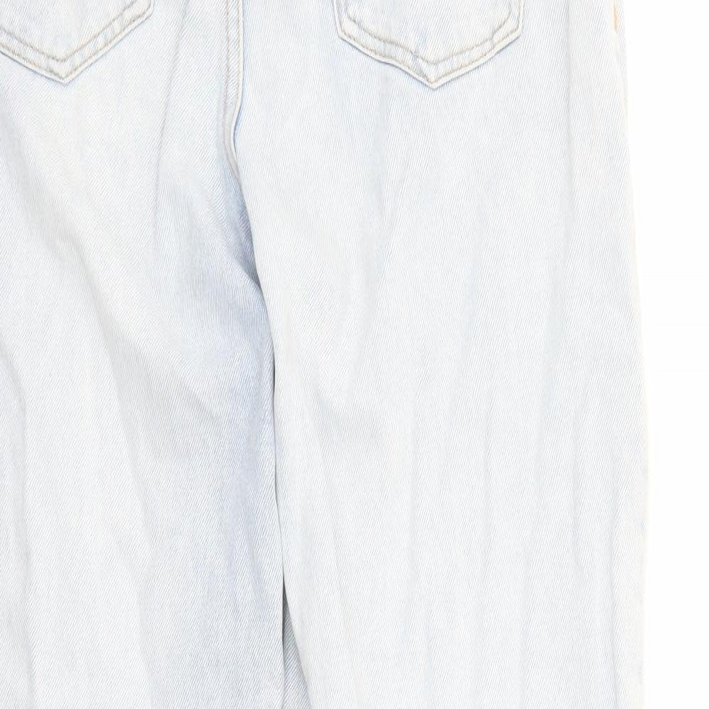 TU Womens Blue Cotton Wide-Leg Jeans Size 10 L29 in Regular Zip