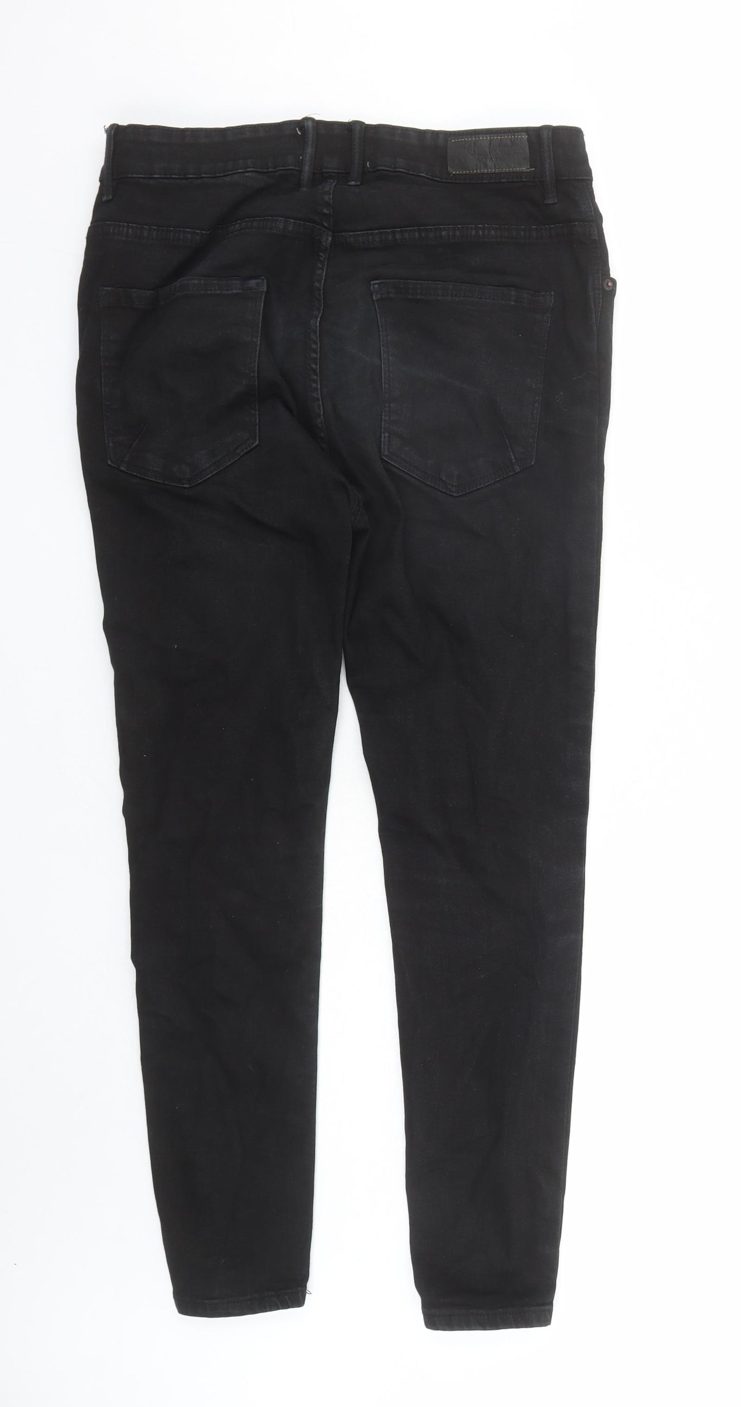 Pull&Bear Mens Black Cotton Skinny Jeans Size 32 in L29 in Regular Zip