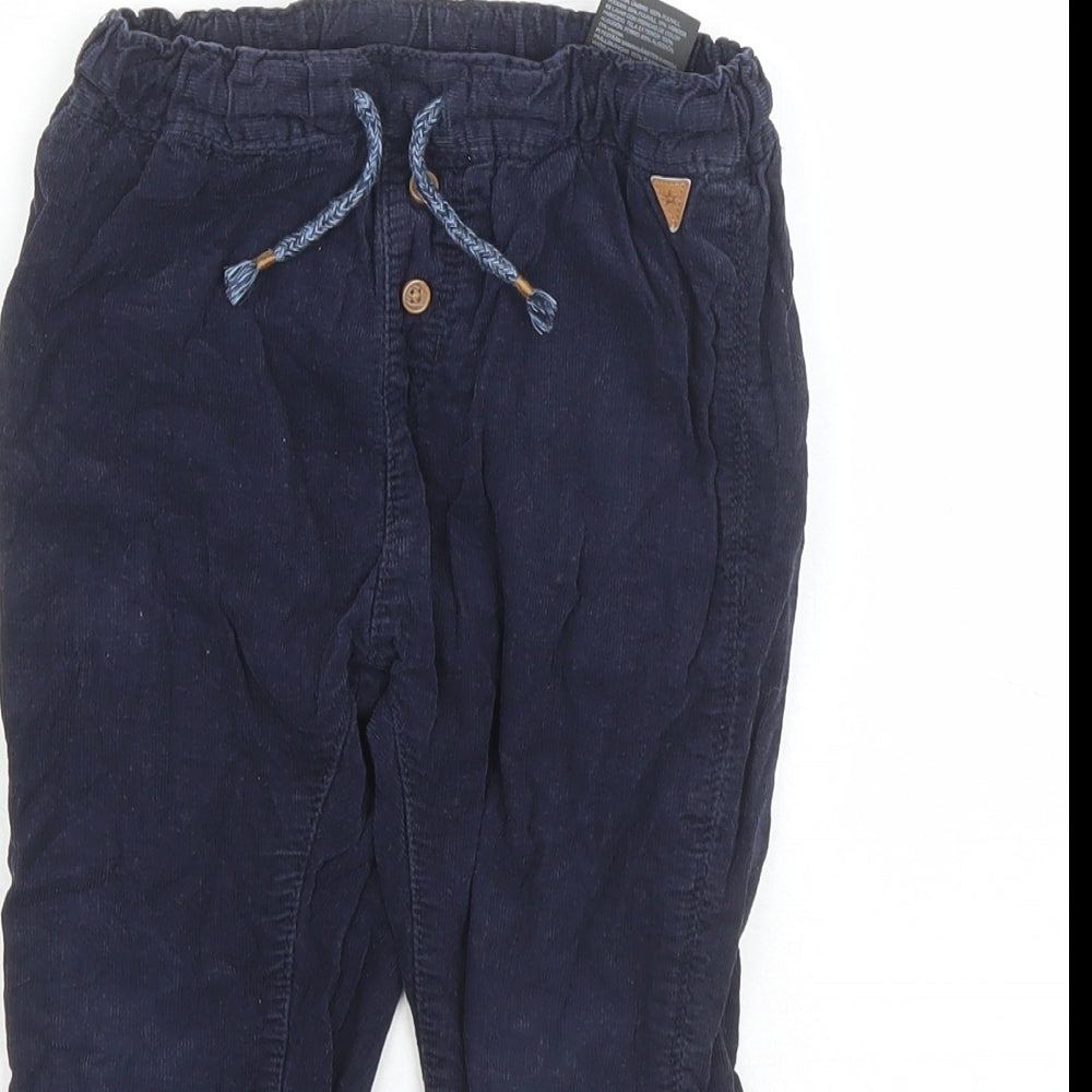 H&M Boys Blue Cotton Chino Trousers Size 2-3 Years Regular Drawstring - Elasticated Waist