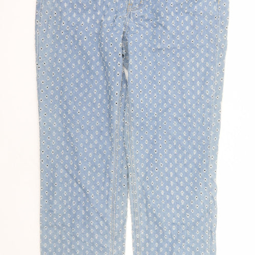 Boohoo Mens Blue Geometric Cotton Straight Jeans Size 32 in L29 in Regular Button