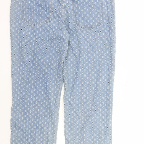 Boohoo Mens Blue Geometric Cotton Straight Jeans Size 32 in L29 in Regular Button