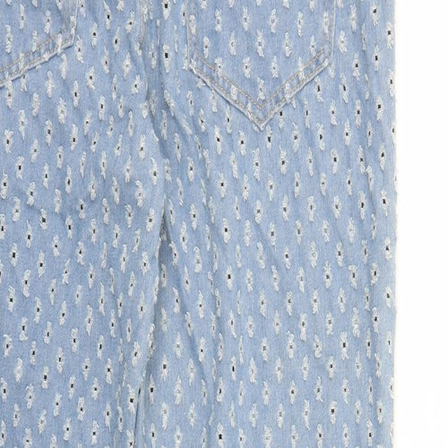 Boohoo Mens Blue Geometric Cotton Straight Jeans Size 32 in L29 in Regular Button