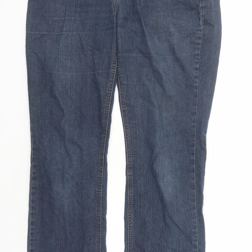 Now Womens Blue Cotton Straight Jeans Size 12 L31 in Regular Zip