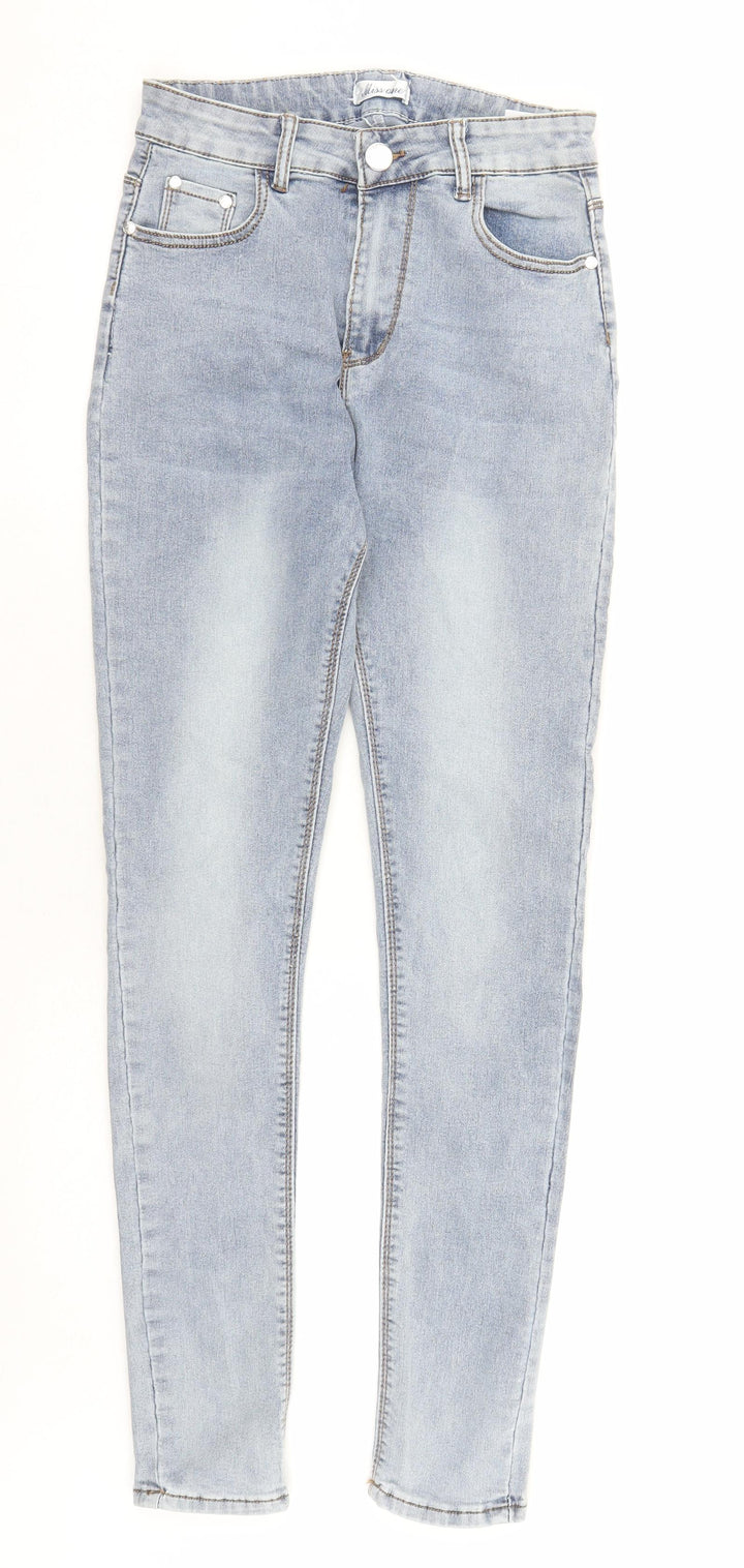 Miss One Womens Blue Cotton Skinny Jeans Size 12 L29 in Regular Zip