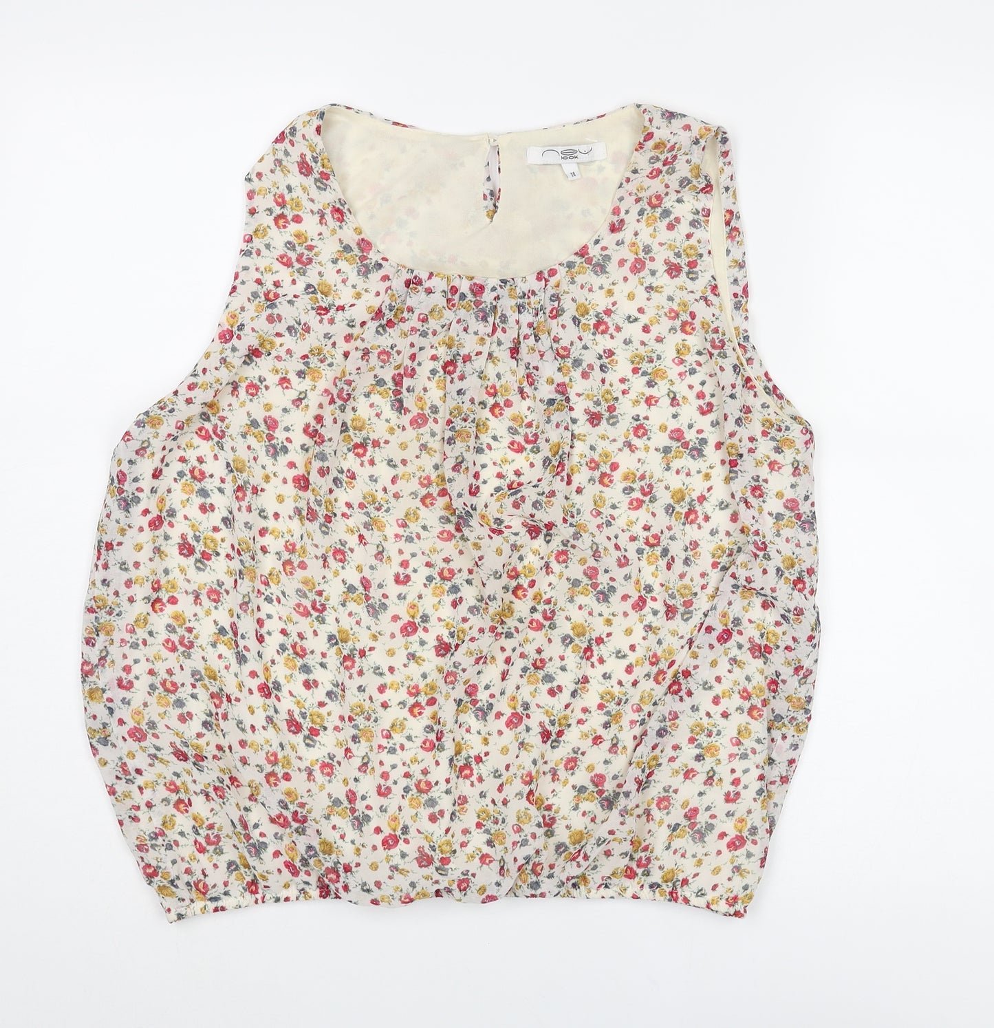 New Look Womens Multicoloured Floral Polyester Camisole Blouse Size 14 Scoop Neck