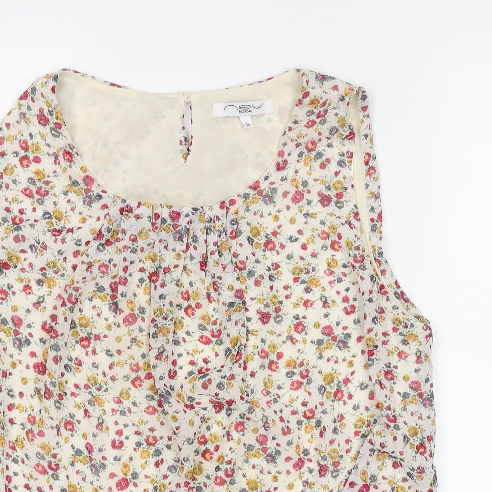 New Look Womens Multicoloured Floral Polyester Camisole Blouse Size 14 Scoop Neck