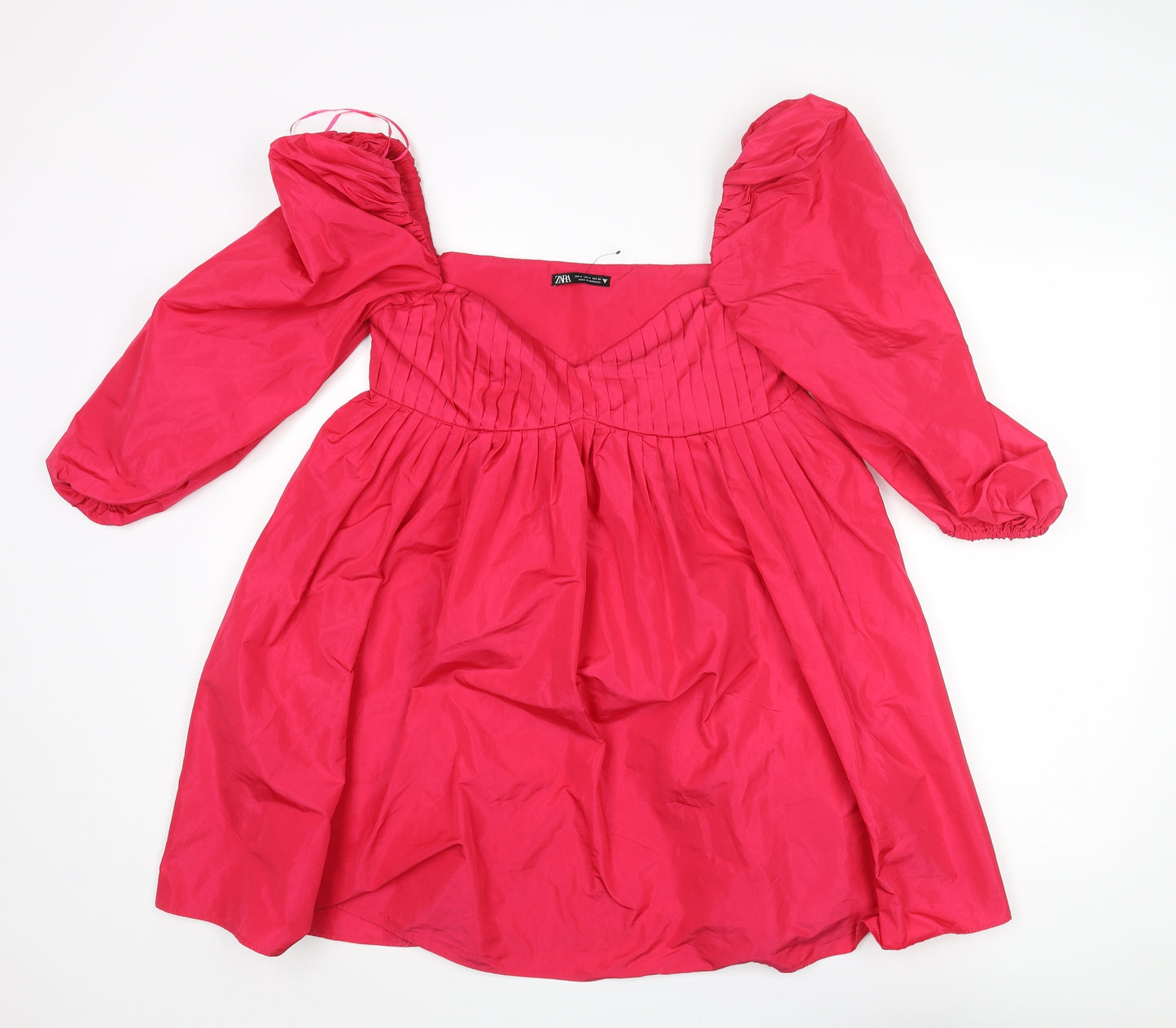Zara Womens Pink Polyester A-Line Size S Sweetheart Zip - Pleated