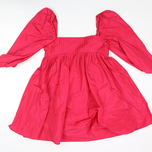 Zara Womens Pink Polyester A-Line Size S Sweetheart Zip - Pleated