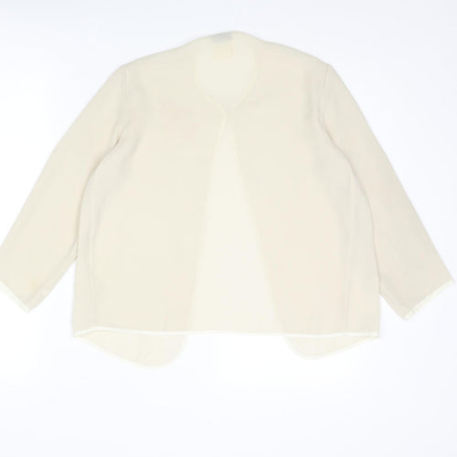 Bellino Womens Beige Polyester Basic Blouse Size 10 Round Neck - Embroidered Flower