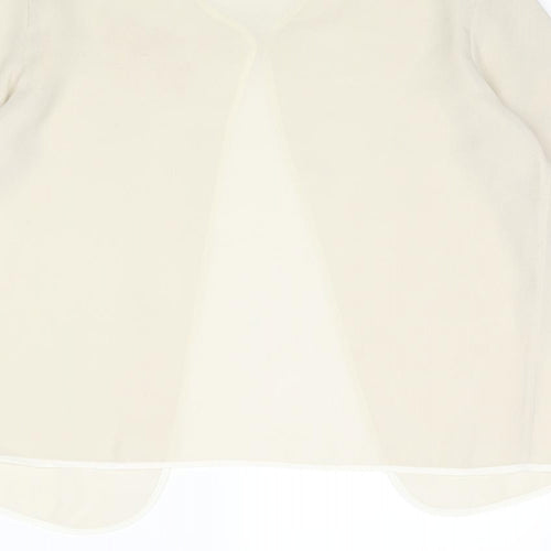 Bellino Womens Beige Polyester Basic Blouse Size 10 Round Neck - Embroidered Flower