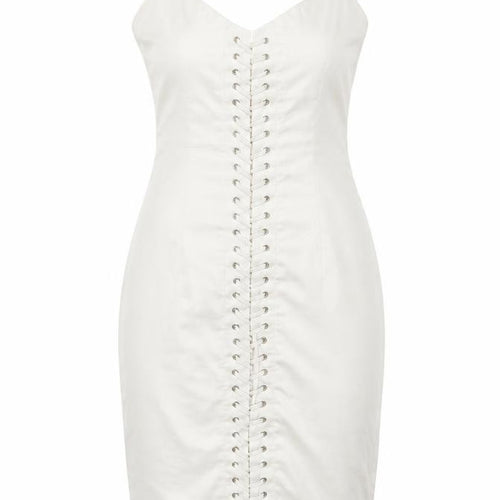 Beige Womens Beige Polyester Bodycon Size 8 Sweetheart Zip - Lace Up
