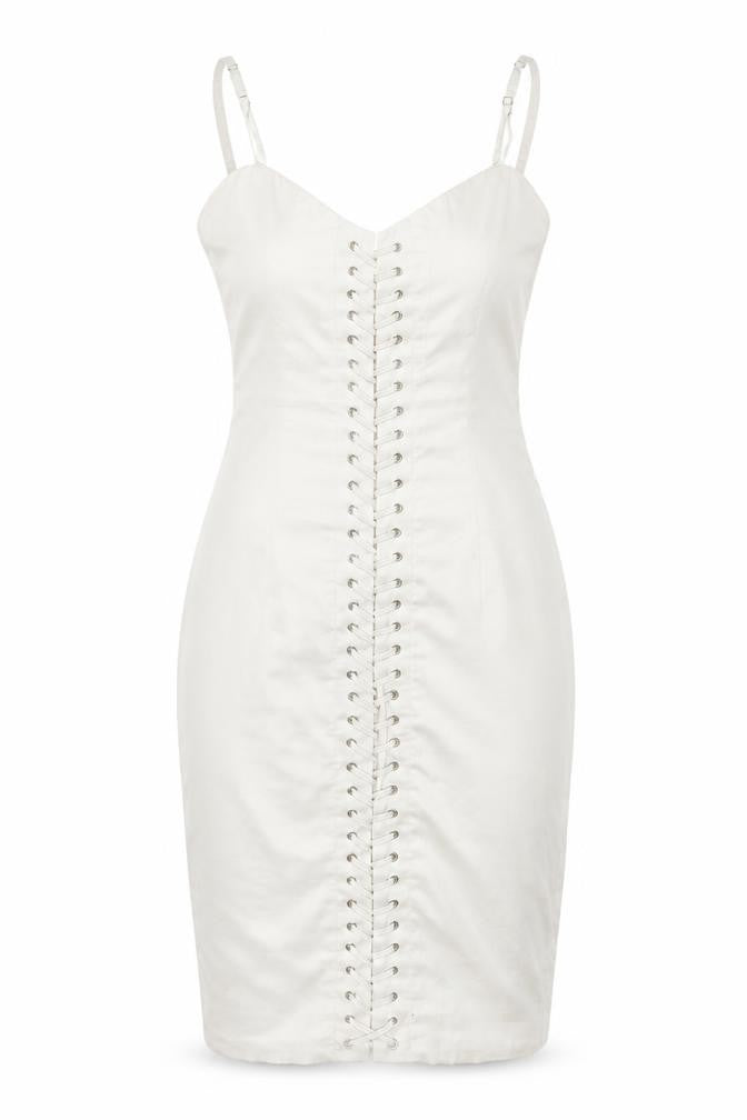Beige Womens Beige Polyester Bodycon Size 8 Sweetheart Zip - Lace Up