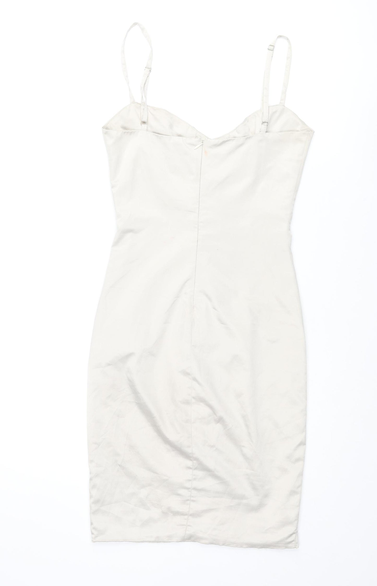 Beige Womens Beige Polyester Bodycon Size 8 Sweetheart Zip - Lace Up