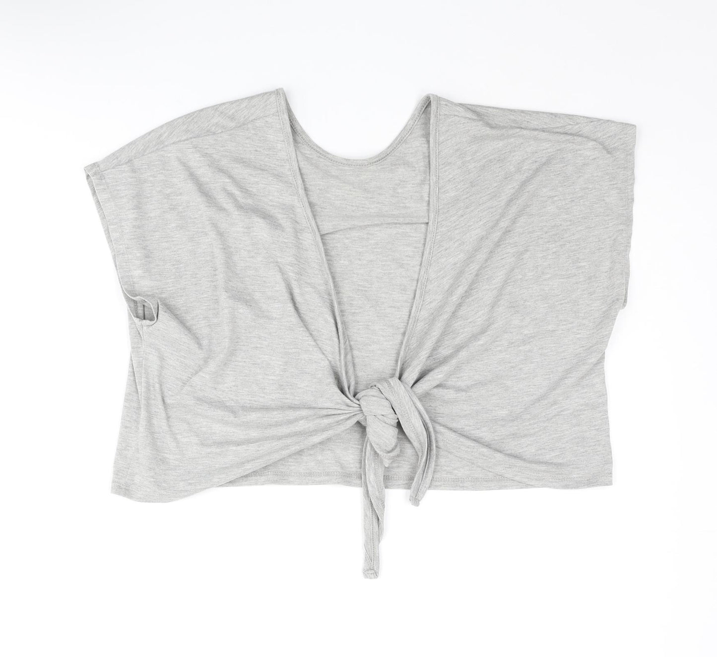 Oliver Bonas Womens Grey Polyester Cropped T-Shirt Size 12 V-Neck