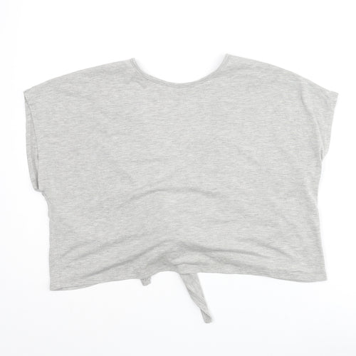 Oliver Bonas Womens Grey Polyester Cropped T-Shirt Size 12 V-Neck