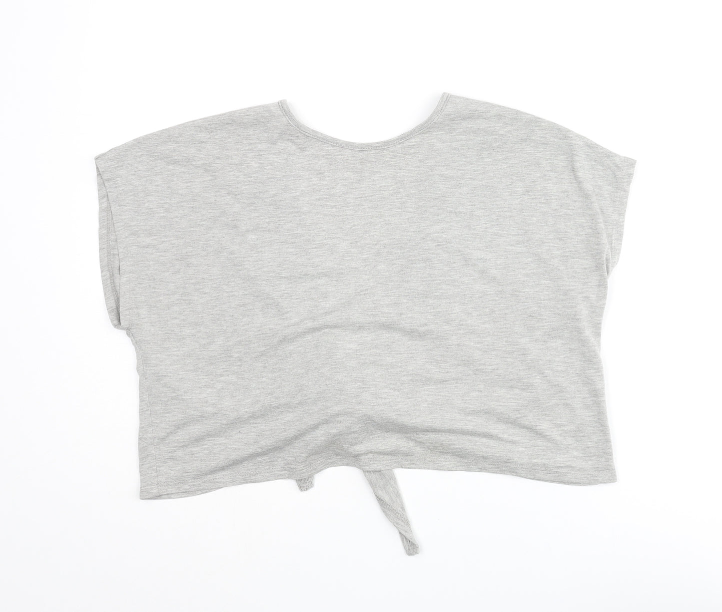 Oliver Bonas Womens Grey Polyester Cropped T-Shirt Size 12 V-Neck