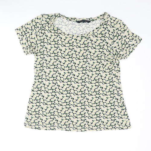 French Connection Womens Multicoloured Floral Viscose Basic T-Shirt Size L Round Neck
