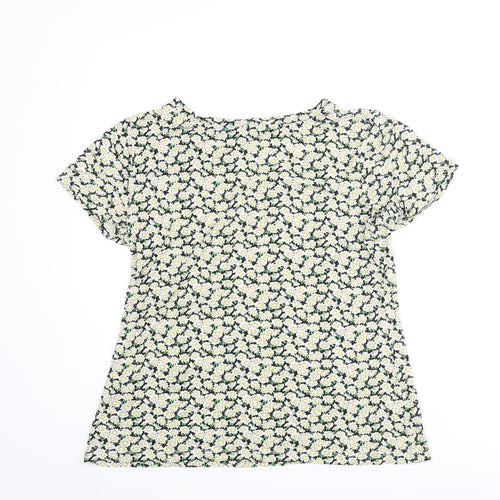 French Connection Womens Multicoloured Floral Viscose Basic T-Shirt Size L Round Neck