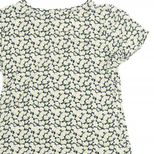 French Connection Womens Multicoloured Floral Viscose Basic T-Shirt Size L Round Neck