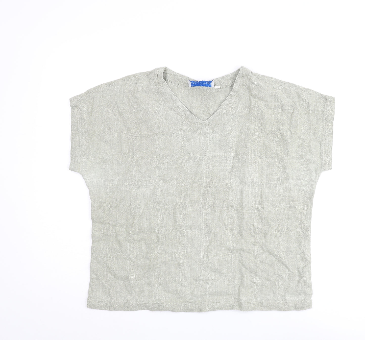 Snagam Imports Womens Green Cotton Basic Blouse Size M V-Neck