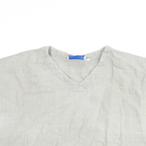 Snagam Imports Womens Green Cotton Basic Blouse Size M V-Neck