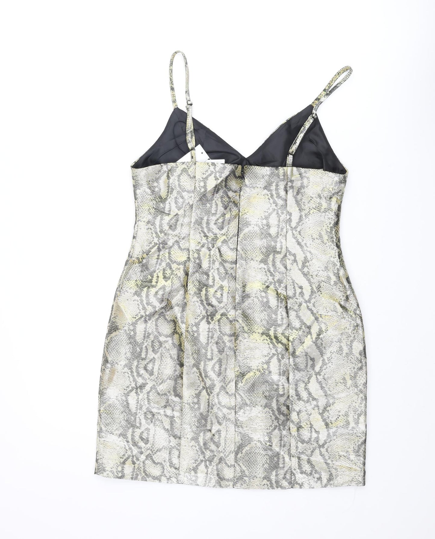 Topshop Womens Gold Animal Print Polyester Mini Size 10 Sweetheart Zip - Snake Print