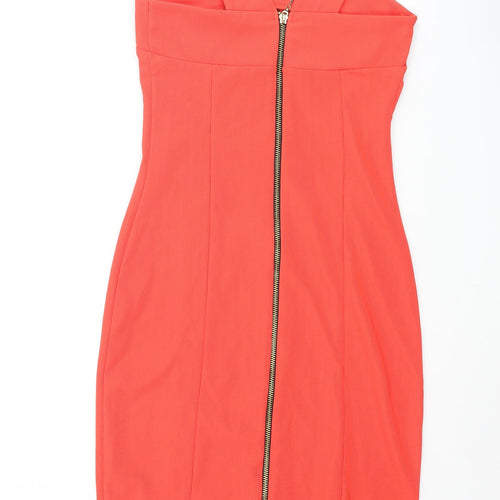 River Island Womens Red Polyester Bodycon Size 8 Halter Zip