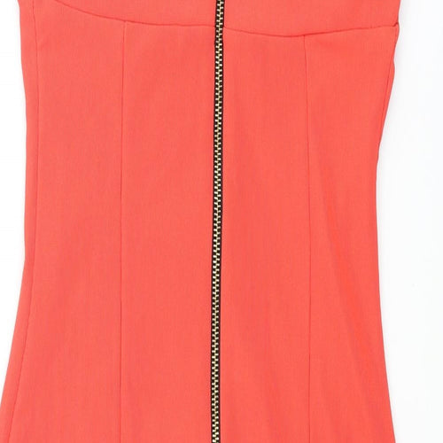 River Island Womens Red Polyester Bodycon Size 8 Halter Zip
