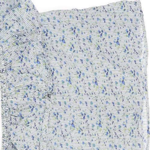 Warehouse Womens Blue Floral Cotton Basic Blouse Size 8 Off the Shoulder