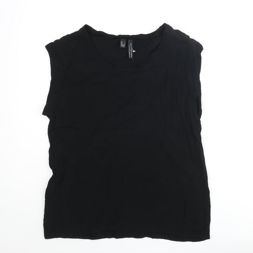 Mango Womens Black Viscose Camisole Blouse Size S Round Neck