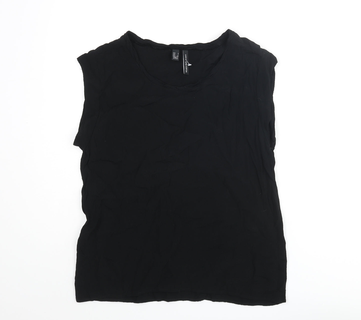 Mango Womens Black Viscose Camisole Blouse Size S Round Neck