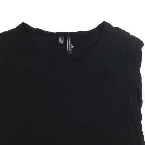 Mango Womens Black Viscose Camisole Blouse Size S Round Neck