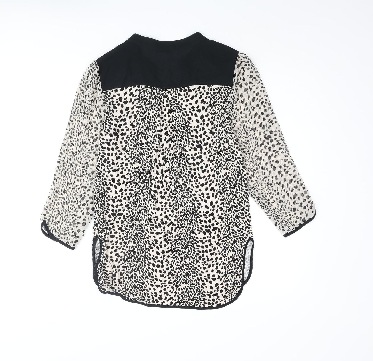Oasis Womens Beige Animal Print Viscose Basic Blouse Size S V-Neck - Cheetah Print
