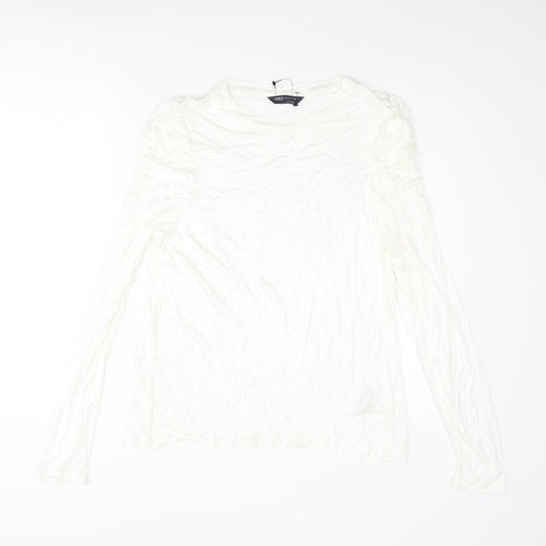 Marks and Spencer Womens Ivory Viscose Basic Blouse Size 16 Round Neck