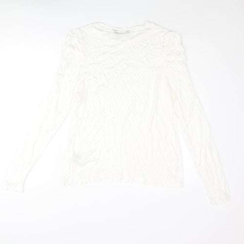 Marks and Spencer Womens Ivory Viscose Basic Blouse Size 16 Round Neck