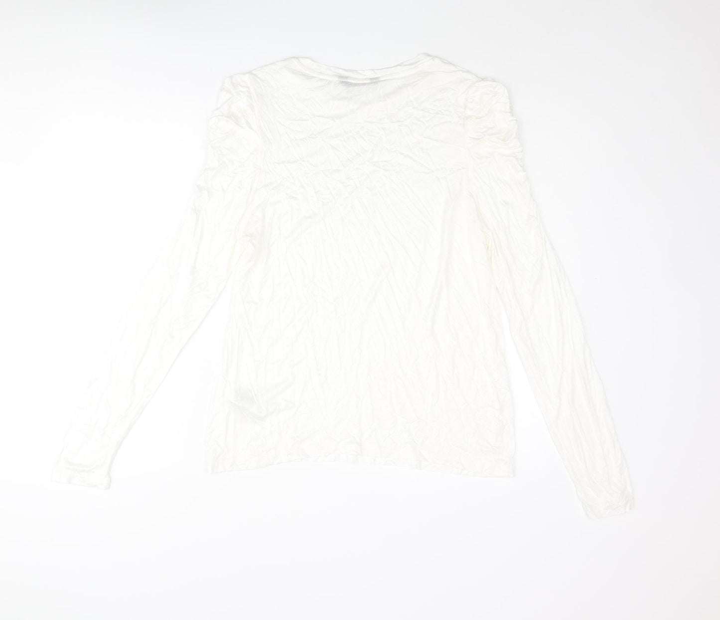 Marks and Spencer Womens Ivory Viscose Basic Blouse Size 16 Round Neck