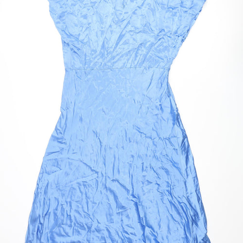 Marks and Spencer Womens Blue Polyester Maxi Size 16 Round Neck Button