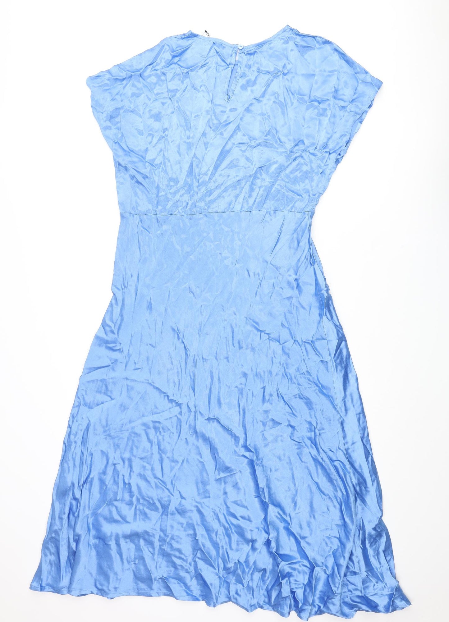 Marks and Spencer Womens Blue Polyester Maxi Size 16 Round Neck Button