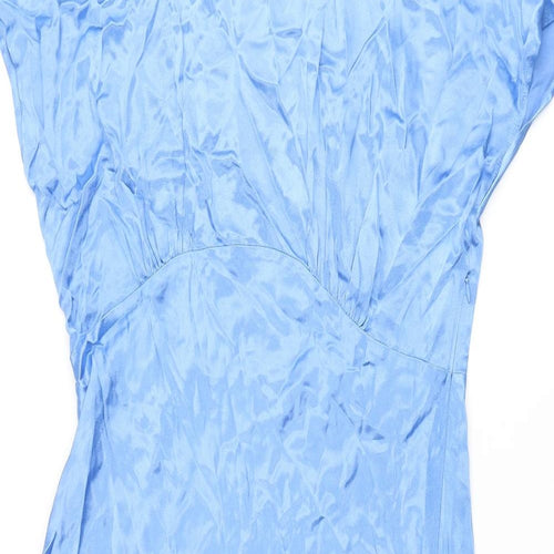 Marks and Spencer Womens Blue Polyester Maxi Size 16 Round Neck Button
