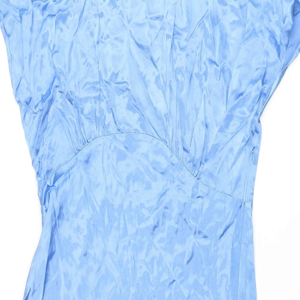 Marks and Spencer Womens Blue Polyester Maxi Size 16 Round Neck Button
