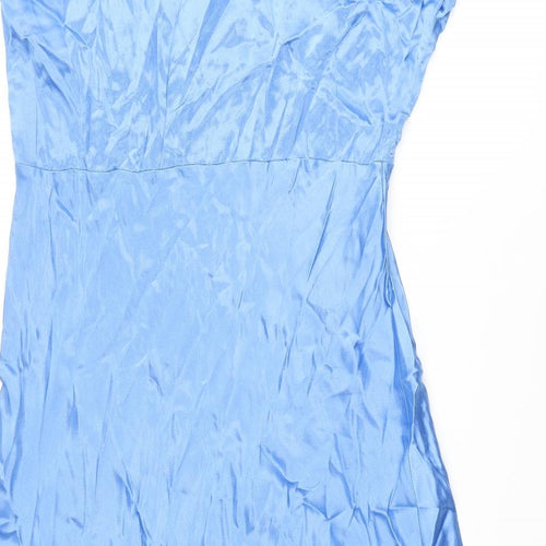 Marks and Spencer Womens Blue Polyester Maxi Size 16 Round Neck Button
