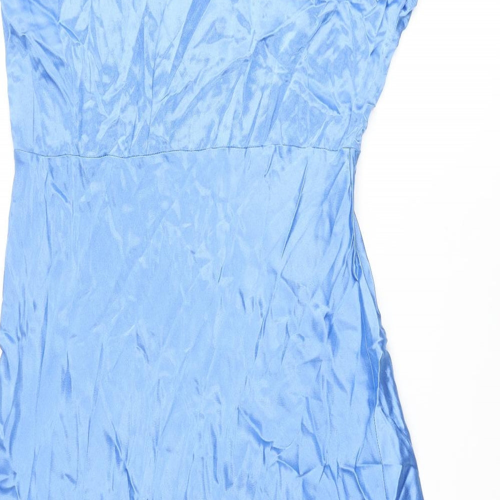 Marks and Spencer Womens Blue Polyester Maxi Size 16 Round Neck Button