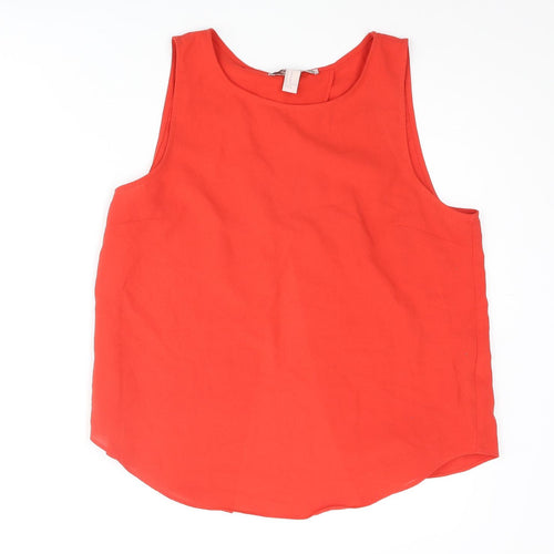 FOREVER 21 Womens Red Polyester Camisole Blouse Size M Round Neck - Open Back